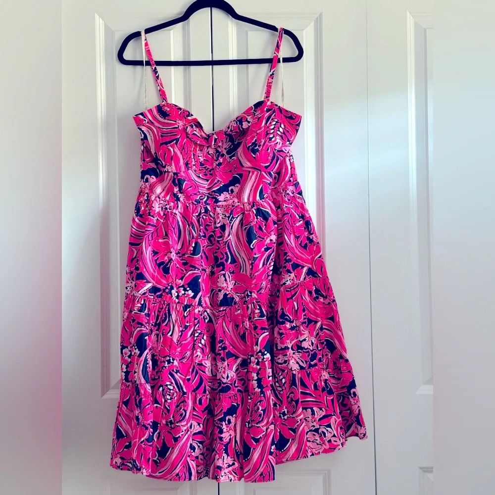 Lilly Pulitzer Adalia Knee Length Cotton Dress Size 16 NWT - Picture 3 of 4